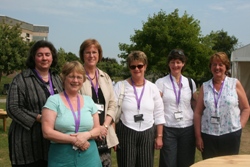 Wives of the Irish Bishops at the Kent University campus. From left: Inez Jackson, Liz Millar, Mary Good, Susan Colton, Liz Abernethy and Joyce Williams.