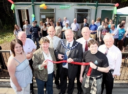 Mayor of Carrickfergus Borough Council, Cllr David Hilditch officially opened the new GRASP community drop in centre in conjunction with Translink. Also pictured are (left to right) Rachael Kirker, GRASP; Sam Steele, GRASP; Isy Steele, GRASP; Roy Beggs MLA, Frank Moore, Translink; Alan Wright, GRASP and Ken Robinson MLA.