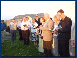 Sun shines on the Commissioned Ministers and their clergy during the celebration at Ballintoy.