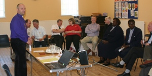 Bishop Alan addresses the meeting in Ballysillan.