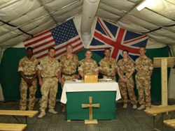 Padre Jackson and members of his congregation in Afghanistan.