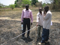 Included here are the engineer and builder marking out the school site.
