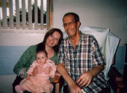 Stephen Wilson recovering from his operation with his daughter and grand daughter.