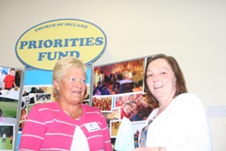 Sylvia Simpson, organiser of the Priorities Fund, talks about the Fund to Karen Mills from St Simon's parish.