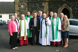 Bishop Alan Abernethy with clergy and lay members from Ballymena before the Service of Holy Communion in St Patrick's Church.