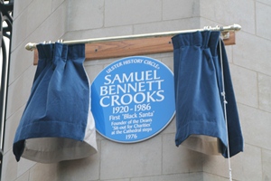 The Blue Plaque in memory of Dean Sammy Crooks.