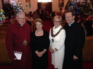 Councillor Mrs Audrey Wales MBE, Mayor of Ballymena; Mrs Sadie Johnston Festival Co-ordinator; the Very Rev JFA Bond Dean of Connor and the Rev Adrian Halligan.