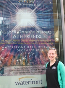Lisa Carson outside the Waterfront Hall where the African Children's Choir performs on December 11.
