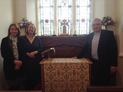 The Rev David Ferguson, rector with Mrs Wendy Murphy and Mrs Julie Singleton who presented gifts in memory of their parents.