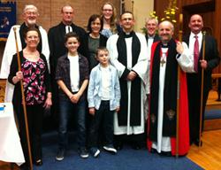 Family and clergy at the institution of the Rev Stephen McElhinney in Derryvolgie.