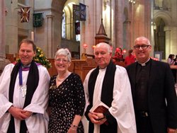 Dean John Mann, Diocesan President Valerie Ash, Dean Raymond Ferguson, MU All Ireland Chaplain, and Archdeacon Stephen McBride, Connor Diocesan Chaplain.