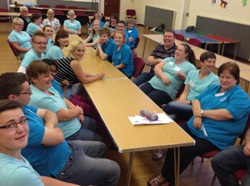 Leaders relax after running a successful Children's Club at St Paul's, Lisburn, last summer.