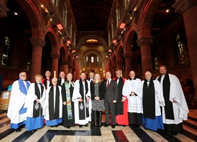 Representatives from all the major churches in Ireland took part in the Christian Aid service at St Anne’s, joining the Dean of Belfast, the Very Rev John Mann, Christian Aid CEO Rosamond Bennett and  NI Justice Minister David Ford. Photo credit: John Murphy/Aurora PA