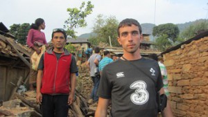 Andrew in one of the villages badly damaged in the earthquake.