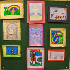 Some of the children's artwork on display in Broughshane.