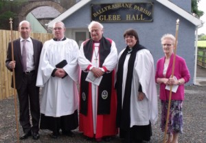 Left to right: Mr Alan Anderson (Rector’s Church Warden); Mr Noel Lennox (Parish Reader);   Rt Rev The Lord Eames; the Rev Amanda Adams (Rector); Miss Merle McNabb (People’s Church Warden).