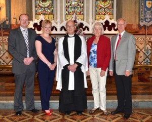 Rev John Pickering, centre, with guests at the special service marking 50 years since his ordination.