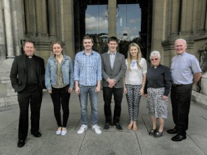 The Queen's University interns who have been working in St Anne's with Cathedral Clergy Dean John Mann, the Rev Janice Elsdon and the Rev Campbell Dixon.