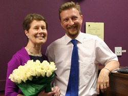 Retiring Press Office Administrator Jenny Compston with Church of Ireland Press Officer Paul Harron. jenny retired in June aftet 17 years in the post.