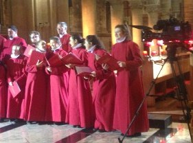 Members of the St Anne's Cathedral Choir during the filming of Songs of Praise.