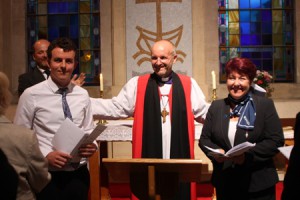 Bishop Alan presents new Evangelists Stephen Whitten and Karen Webb after their Licensing on September 8.