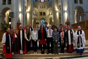 The newly enrolled Organ Scholarship students at the 25th anniversary service in St Anne’s Cathedral.