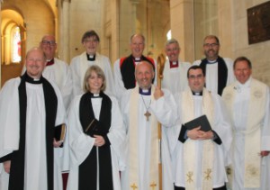 The newly ordained priests with the Bishop of Connor and the Bishop of Derry and Raphoe (preacher) and other clergy at the service of ordination in St Anne's Cathedral on September 6.