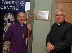 Bishop Alan Abernethy and the Rev David Ferguson, rector of Ramoan and Culfeightrin, at the opening of the new Ramoan Parish Centre. Picture: Sam McMullan
