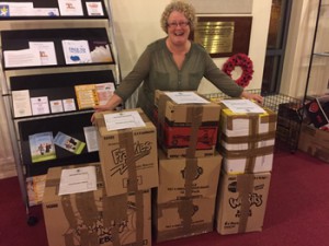 Mrs Kathleen Lunn, Hon Churchwarden, Church of the Good Shepherd, Monkstown, with some of the teddies ready to be transported to their new owners.