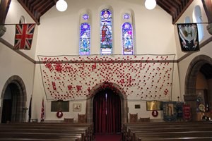 The poppy net is now on display in St Simon's, Donegall Road.