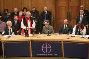 Dean Bond is just behind the Archbishop of Canterbury during the opening of the Synod. Photo: Andrew Dunsmore / Picture Partnership