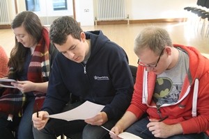Concentrating on statistics - Diocesan Youth Officer Christina Baillie, pioneer evangelist Stephen Whitten and Chris Neilands, youth worker, St Paul's, Lisburn.
