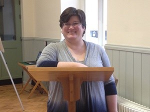 Rachel Turner speaking in Ballymoney Parish.
