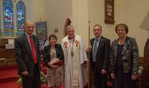 Mrs Megan Nelson Hon. Secretary Select Vestry and Mr Richard Reade, St Patrick's, Broughshane, who made a Presentation to the Dean of Connor, The Very Rev John Bond and to Mrs Joyce Bond at the Dean's Farewell Service. He will retire on January 31.