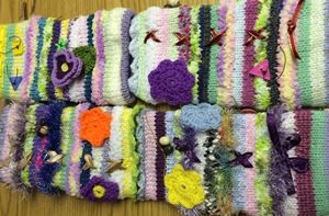Twiddle mitts which help ease anxiety for dementia patients.
