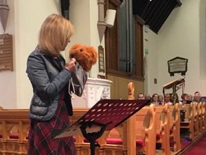 Connor Children's Worker Jill Hamilton speaks at the Cradle Roll service in Christ Church, Lisburn.