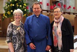 Connor Diocesan President Valerie Ash, left; the Dean of Belfast, the Very Rev John Mann; and Phyllis Grothier, MU All Ireland President, at the Festival Service in St Anne’s Cathedral.