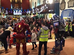 Crowds at Superhero World at Lisburn Cathedral.