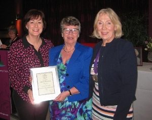 Donna Traynor of the BBC presents the Community and Voluntary Award to Connor MU nominee Roberta Mckelvey. Also in the picture is Pat Irvine, Chairman of Women’s Forum.