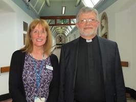 Sanna Mallon, Church of Ireland Chaplain, Royal Victoria and Musgrave Park Hospitals, with the Rev Canon Robert Jones who represented the Bishop of Connor at the Dedication of Chapel in the Royal Victoria Hospital.