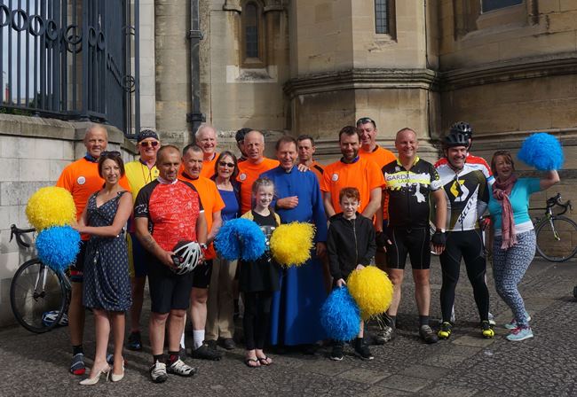 Rev Stockitt and his fellow cyclists and supporters were met by the Dean of Belfast, the Very Rev John Mann, when they called in to St  Anne’s Cathedral on Sunday.