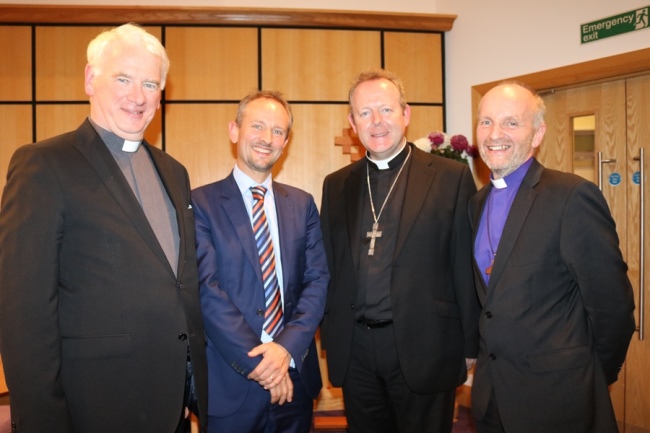 At Connor Synod are, from left: Bishop Noel Treanor, David Ritchie, Archbishop Eamon Martin and Bishop Alan Abernethy.