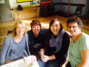 Connor Children's Officer Jill Hamilton, Church Army Evangelist Karen Webb, Diocesan Youth Officer Chirstina Baillie and Mrs Heather Carson at the coffee morning.