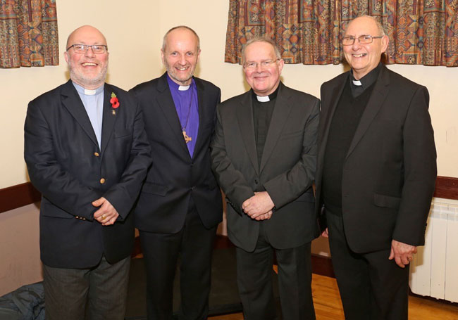 At the service of institution in Kilbride are, from left: The Rev Canon Derek Kerr, Rural Dean; the Bishop of Connor, the Rt Rev Alan Abernethy; the Rev Canon David Humphries; and the Rev Walter Laverty, preacher. Photo: David Holmes.