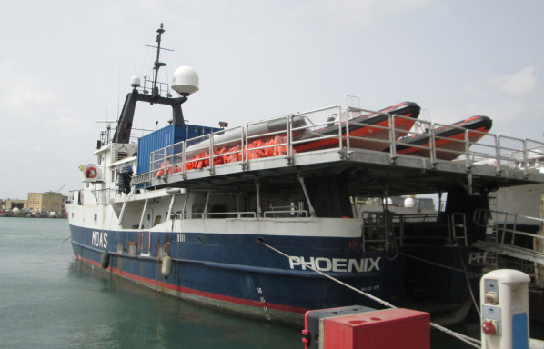 The rescue vessel MV Phoenix in harbour in Malta, March 2015.
