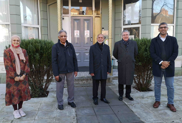 Archbishop John McDowell at the Belfast Islamic Centre On January 17 with Chairman of the Centre, Mohamed Arshed; former Chairman, Dr Wasif Naeem; and Administrator Pashmina. 