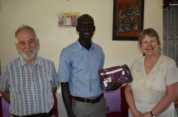 Billy and Jenny Smyth in Yei with Bishop Levi.