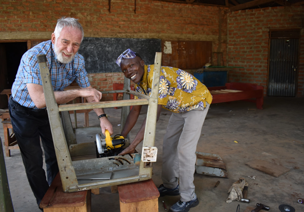 Billy Smyth at work at Yei Vocational Training Centre.