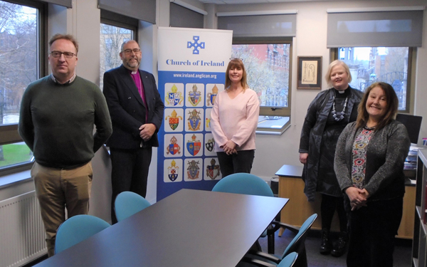 Rachael Murphy, the Church of Ireland’s new Children and Families’ Development Officer (centre) with members of the Board for Ministry with Children and Families (from left): Dr Peter Hamill, Bishop George Davison, the Rev Catherine Simpson, and Ms Julie Currie.