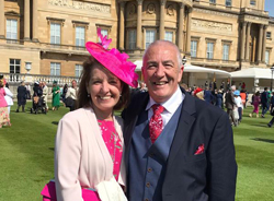 Trevor and Karen guests at Buckingham Palace Garden Party